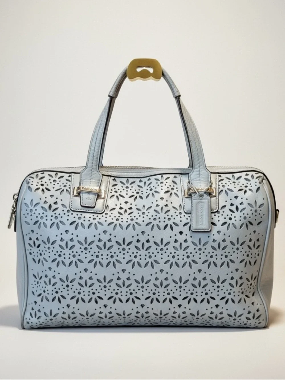 Coach Taylor Eyelet Leather Satchel with Accent Scarf (Style Number F27392). - Picture 2 of 15